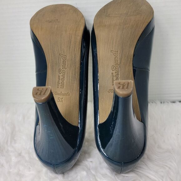Paul Green Women's Pump Size 8.5 Royal Blue Patent Leather Bow Open Toe Back - Picture 6 of 8